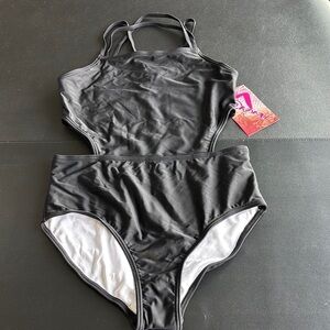 Kanu Surf UPF 50+ strappy back,straight front & back,above hip cutout one piece